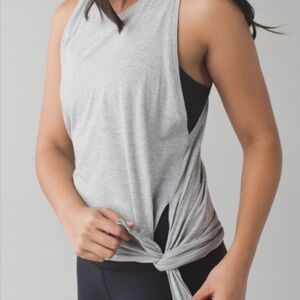 Woman’s Gray Sleeveless Lululemon Tank with Side Tie